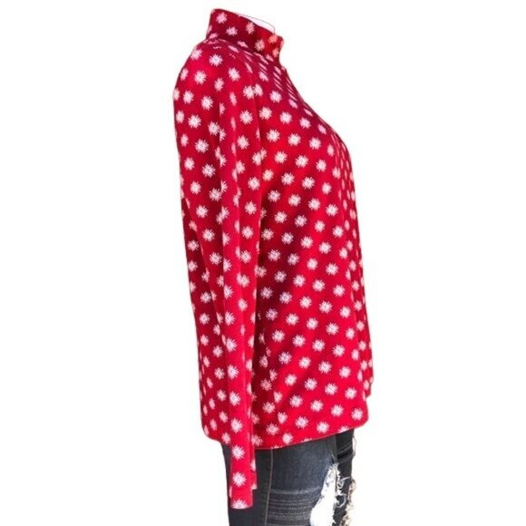 Croft & Barrow Mock Turtle Neck Red Snowflake Winter Top Long Sleeve Shirt Sz L - Picture 8 of 8